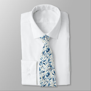 Elegant Blue Paisley Lövs - Vit bakgrund (1) Slips