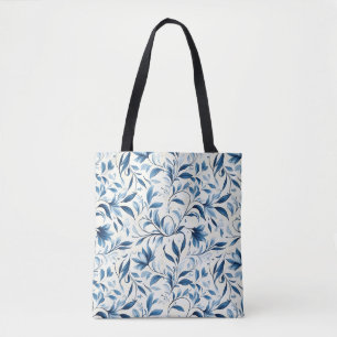 Elegant Blue Paisley Lövs - Vit bakgrund (1) Tygkasse