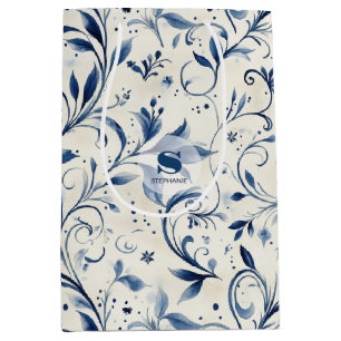 Elegant Blue Paisley Lövs - Vit bakgrund (2)