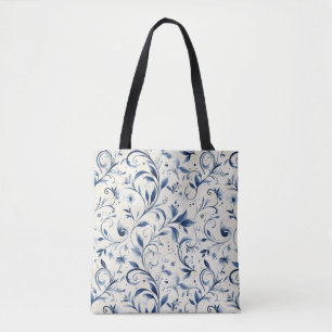 Elegant Blue Paisley Lövs - Vit bakgrund (2) Tygkasse