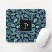 Elegant Blue Paisley Mönster Monogram