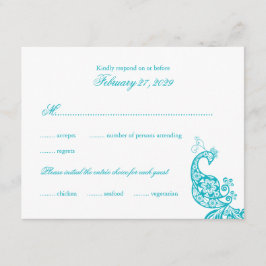 Elegant Blue Paisley Peacock Bröllop OSA Card Kort