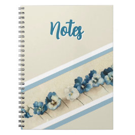 Elegant Blue Pansy Watercolor Notebook - Blommigt Anteckningsbok