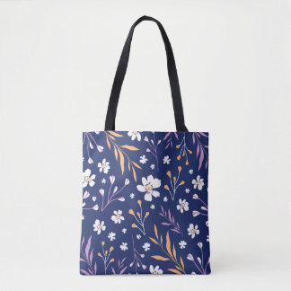 Elegant Blue Patterned Tote Bag Tygkasse