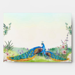Elegant Blue Peacock Floral Botanical Wedding