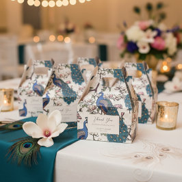 Elegant Blue Peacocks and Flowers Ivory Presentaskar