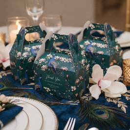 Elegant Blue Peacocks and Flowers Teal Grönt Presentaskar