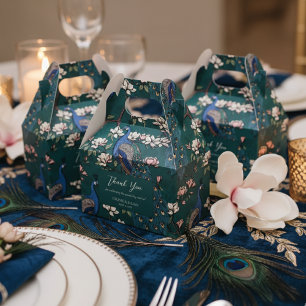 Elegant Blue Peacocks and Flowers Teal Grönt Presentaskar