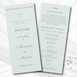 Elegant Blue Pearl Christian Wedding Program