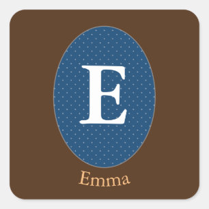 Elegant Blue Personlig Monogram Fyrkantigt Klistermärke