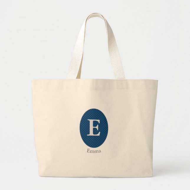 Elegant Blue Personlig Monogram Jumbo Tygkasse (Framsidan)