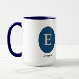 Elegant Blue Personlig Monogram Mugg