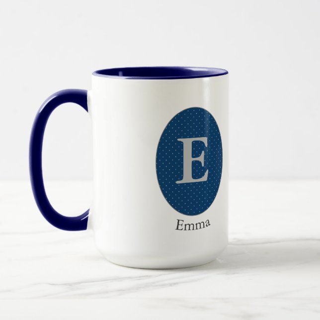 Elegant Blue Personlig Monogram Mugg (Vänster)