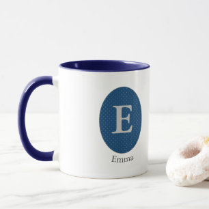 Elegant Blue Personlig Monogram Mugg