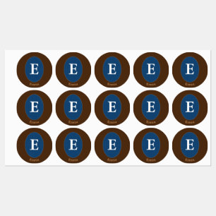 Elegant Blue Personlig Monogram Square-etikett Klistermärke