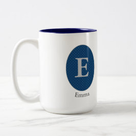Elegant Blue Personlig Monogram Två-Tonad Mugg
