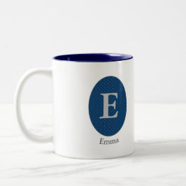 Elegant Blue Personlig Monogram Två-Tonad Mugg