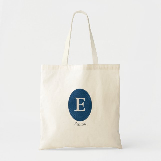 Elegant Blue Personlig Monogram Tygkasse (Framsidan)
