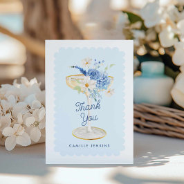 Elegant Blue Petals och Prosecco Tack Kort