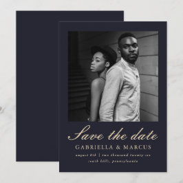 Elegant Blue Photo Bröllop spara datum Datumet