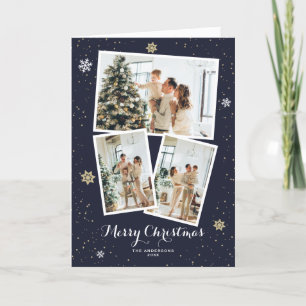 Elegant Blue Photo Collage God jul Card Helgkort