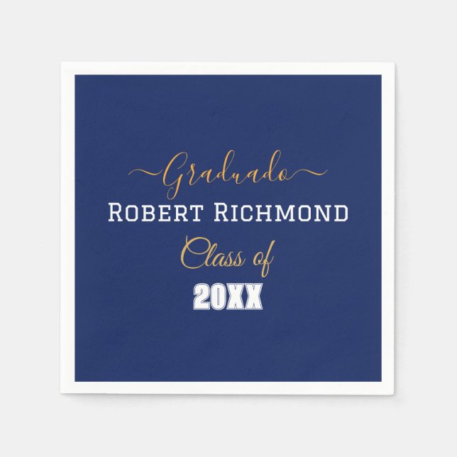 Elegant Blue Photo Spain Graduated Pappersservett (Framsidan)