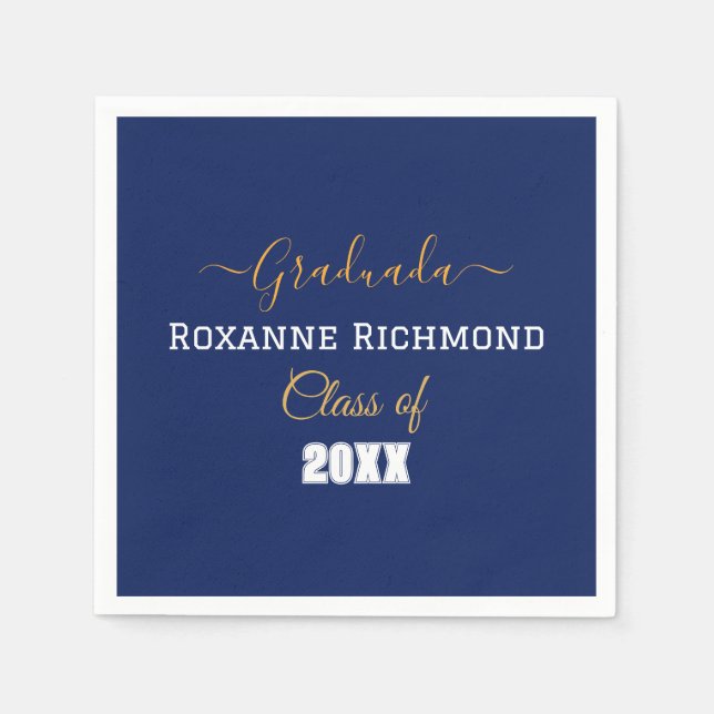 Elegant Blue Photo Spain Graduated Pappersservett (Framsidan)