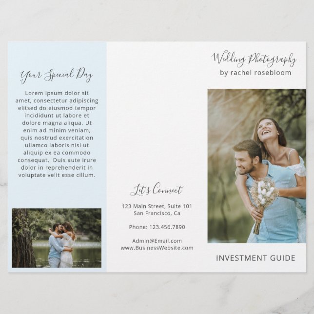 Elegant Blue Photography Business Trifold Brochure (Framsida)