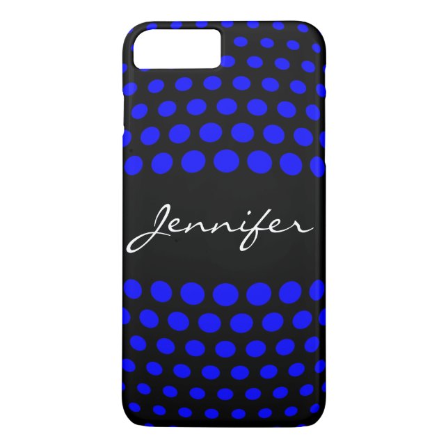 Elegant Blue Polka dots Mönster Case-Mate iPhone Skal (Baksida)