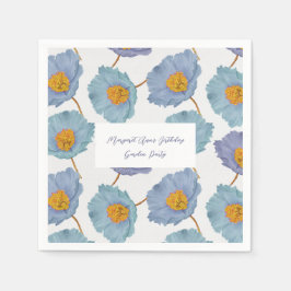 Elegant Blue Poppy Birthday Garden Party Pappersservett