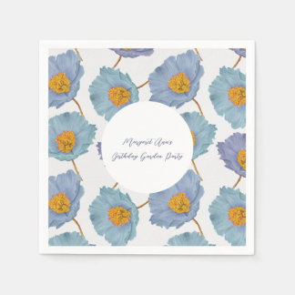 Elegant Blue Poppy Birthday Garden Party Pappersservett