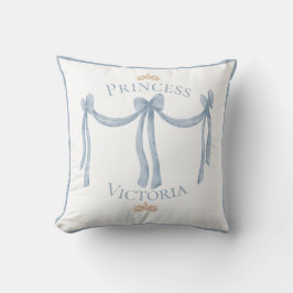 Elegant Blue Princess Namn Krona Satin Girly Kudde