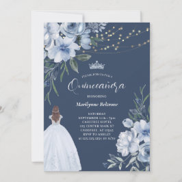 Elegant Blue Princess Quinceañera Inbjudningar