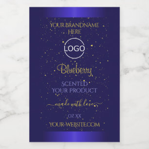 Elegant Blue Product Labels Soft Guld Glitter Logo Mat Etikett