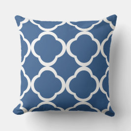 Elegant Blue Quatrefoil Mönster Kudde