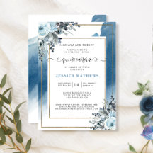 Elegant Blue Quinceañera Vattenfärg och Blommigt