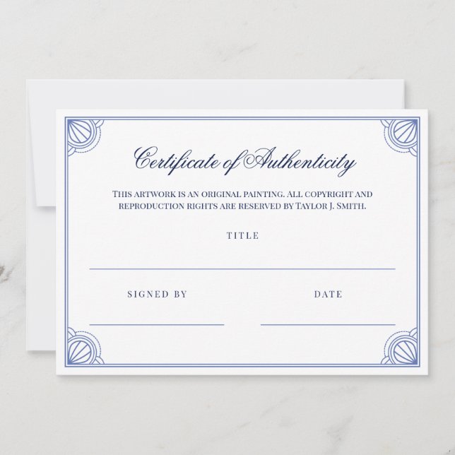 Elegant Blue Ram Authenticity-certifikat (Framsida)