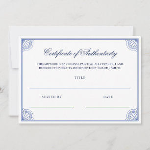 Elegant Blue Ram Authenticity-certifikat