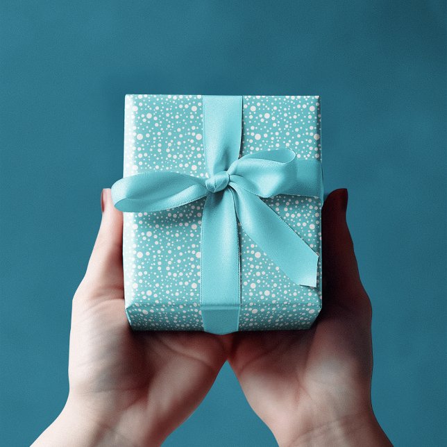 Elegant Blue Random Sized White Polka dots Presentpapper (Skapare uppladdad)