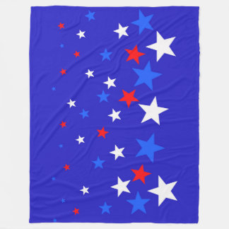 Elegant Blue, Red and White Star Mönster Fleecefilt