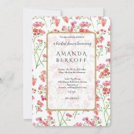 Elegant Blue & Red Flowers Bridal Shower  Inbjudningar