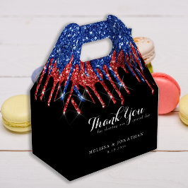 Elegant Blue Red Glitter Drives Patriotic Bröllop Presentaskar