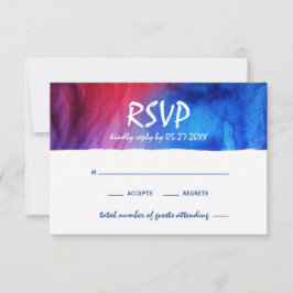 Elegant Blue Red Watercolor Fire och Ice Bröllop OSA Kort