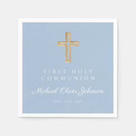 Elegant Blue Religious First Holy Communion Pappersservett