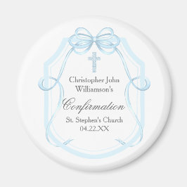 Elegant Blue Ribbon Bow-bekräftelse Party Magnet