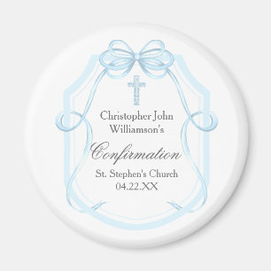 Elegant Blue Ribbon Bow-bekräftelse Party Magnet