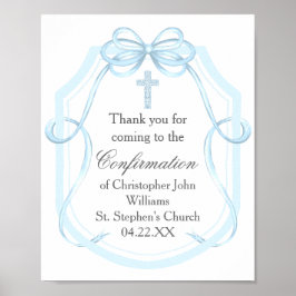 Elegant Blue Ribbon Bow-bekräftelse Party Poster