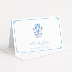 Elegant Blue Ribbon Ginger Burk Pojke Shower Tack Kort