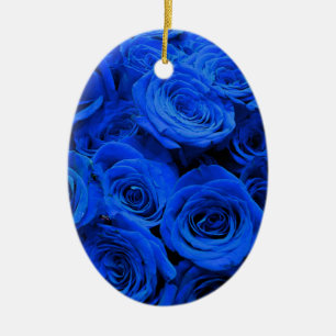 Elegant blue ro blåa blommor blue blommigt julgransprydnad keramik
