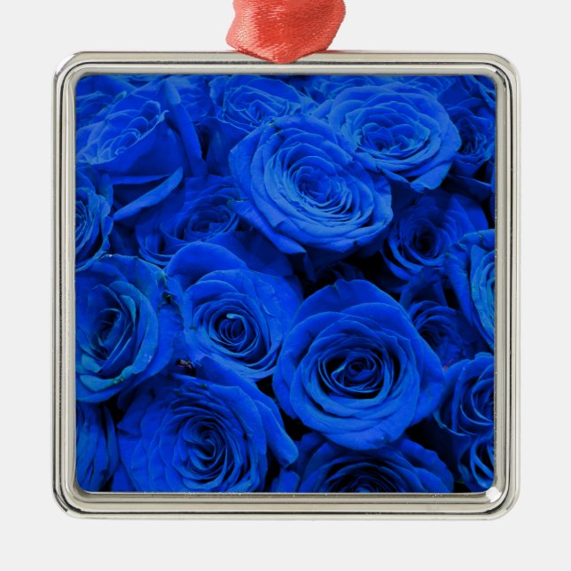 Elegant blue ro blåa blommor blue blommigt julgransprydnad metall (Framsidan)